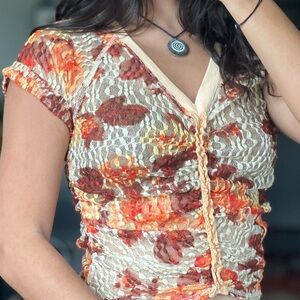 Free People Floral Lace Crop Top